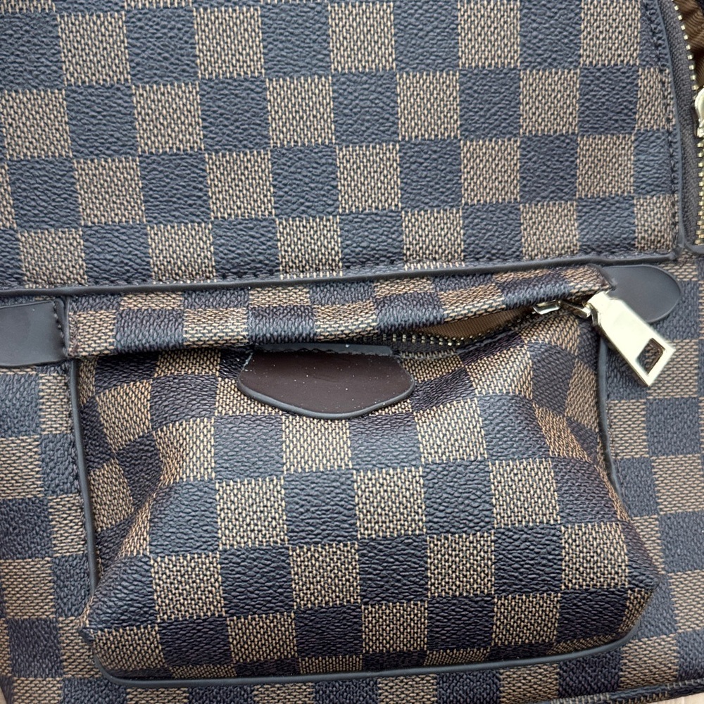 Brown Checkered Mini Backpack - image 7